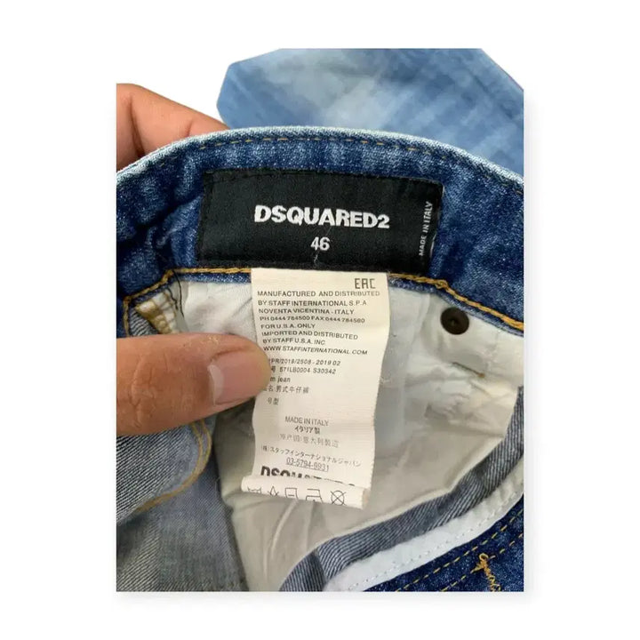 [BUNJANG] Dsquared2 Denim Painting Lettering Logo Jeans / 46)디스퀘어드2 데님 진청 페인팅 레터링 로고 청바지 워싱진