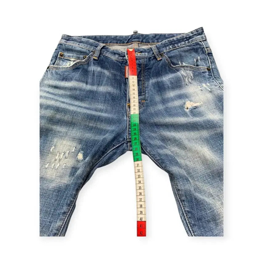 [BUNJANG] Dsquared2 Denim Painting Lettering Logo Jeans / 46)디스퀘어드2 데님 진청 페인팅 레터링 로고 청바지 워싱진
