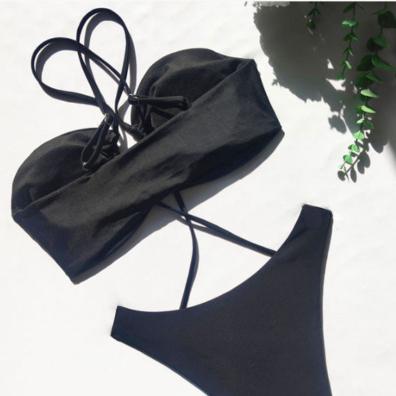 [BUNJANG] Sexy Strappy Shirred Bikini Swimsuit / 섹시 스트랩 셔링 비키니 호텔 수영복 태닝 바디프로필