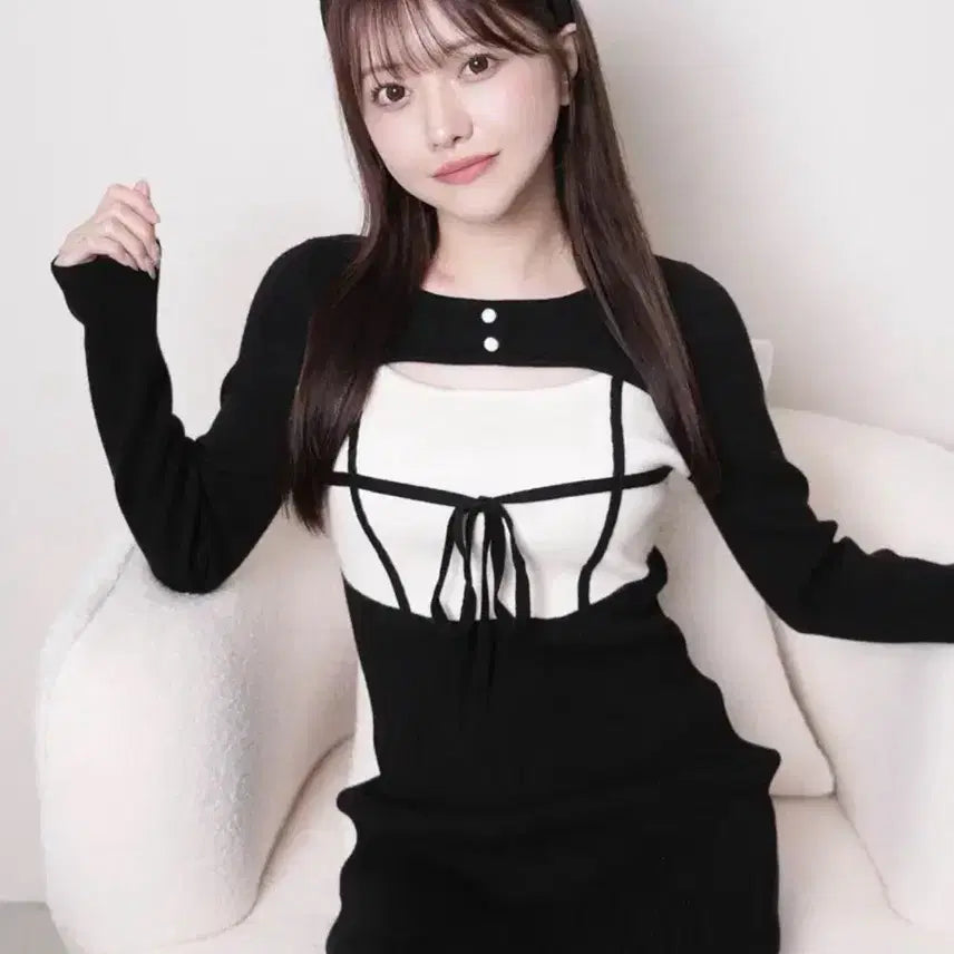 [BUNJANG] Lipservice Decorte Dress / 립서비스 데코르테 원피스 스나계 니트 스커트 블라우스 미셸마카롱