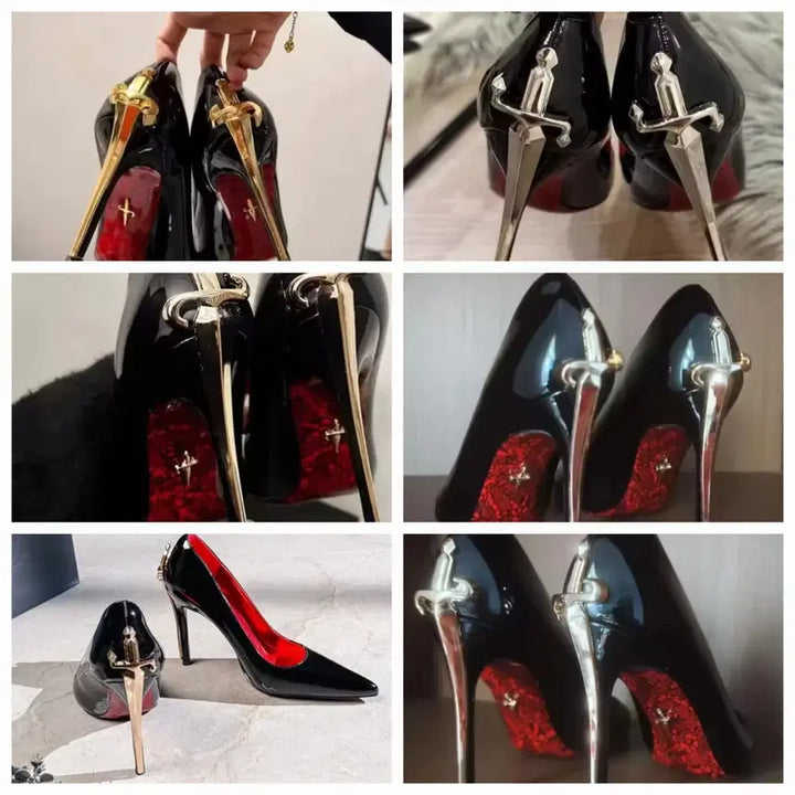 [BUNJANG] Luxury Black Enamel Stiletto Heels / 럭셔리 블랙 에나멜 스틸레토 하이힐