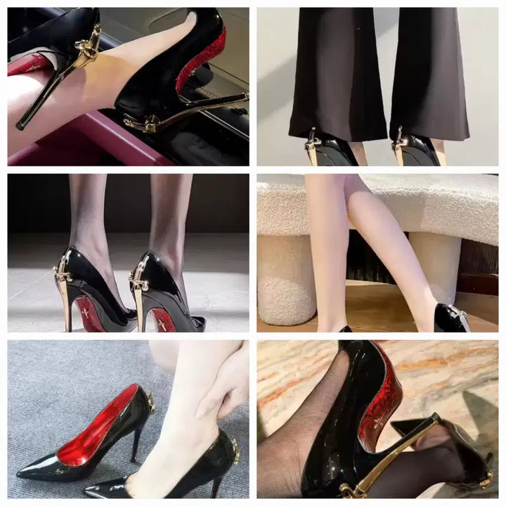 [BUNJANG] Luxury Black Enamel Stiletto Heels / 럭셔리 블랙 에나멜 스틸레토 하이힐