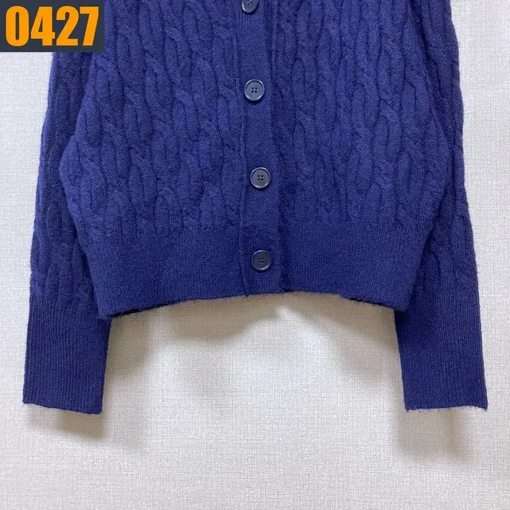 [BUNJANG] Polo Ralph Lauren Cable Knit Navy Cardigan (S) / 90 POLO 폴로 랄프로렌 신형로고 꽈배기 네이비 니트 가디건 S