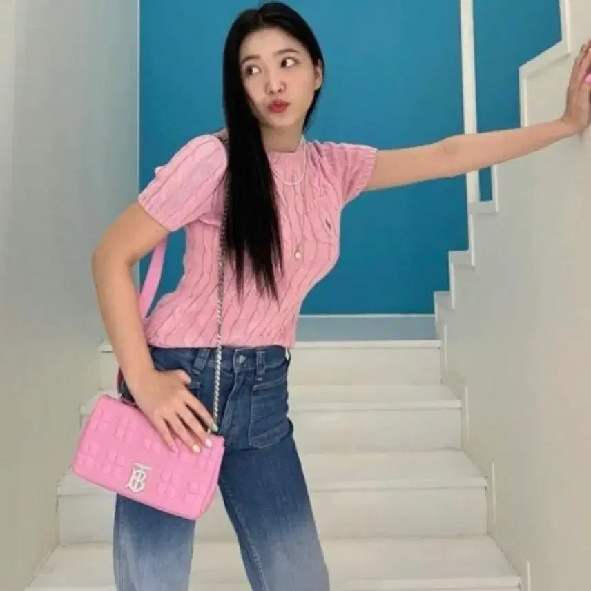 [BUNJANG] Polo Ralph Lauren Camel Pink Knit Top / 폴로 포켓 반팔니트 카멜핑크 레드벨벳 예리, 신슬기 착용
