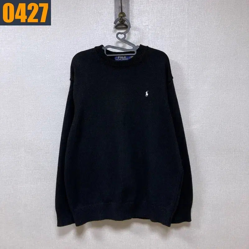[BUNJANG] Polo Ralph Lauren Black Round Knit T-Shirt / 100 POLO 폴로 랄프로렌 검정 라운드 니트 티셔츠 L