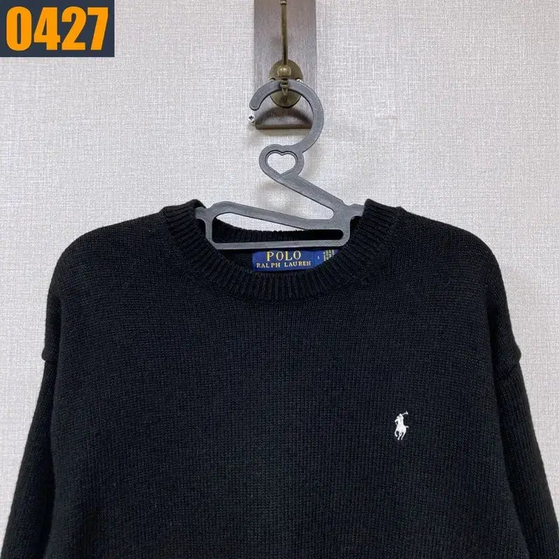 [BUNJANG] Polo Ralph Lauren Black Round Knit T-Shirt / 100 POLO 폴로 랄프로렌 검정 라운드 니트 티셔츠 L