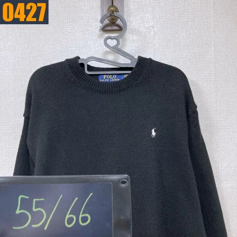 [BUNJANG] Polo Ralph Lauren Black Round Knit T-Shirt / 100 POLO 폴로 랄프로렌 검정 라운드 니트 티셔츠 L