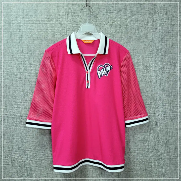 [BUNJANG] Palm Springs Pink Mesh Collar T-shirt (Women&
