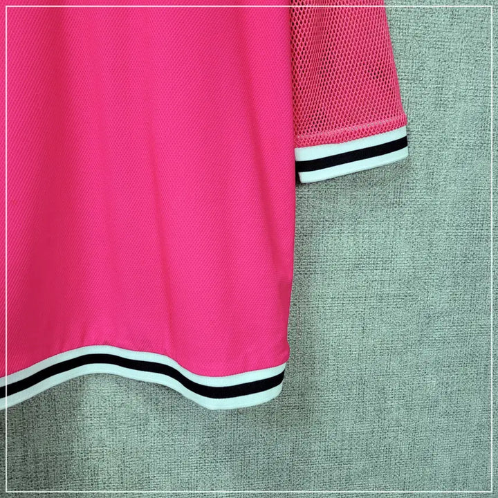 [BUNJANG] Palm Springs Pink Mesh Collar T-shirt (Women&