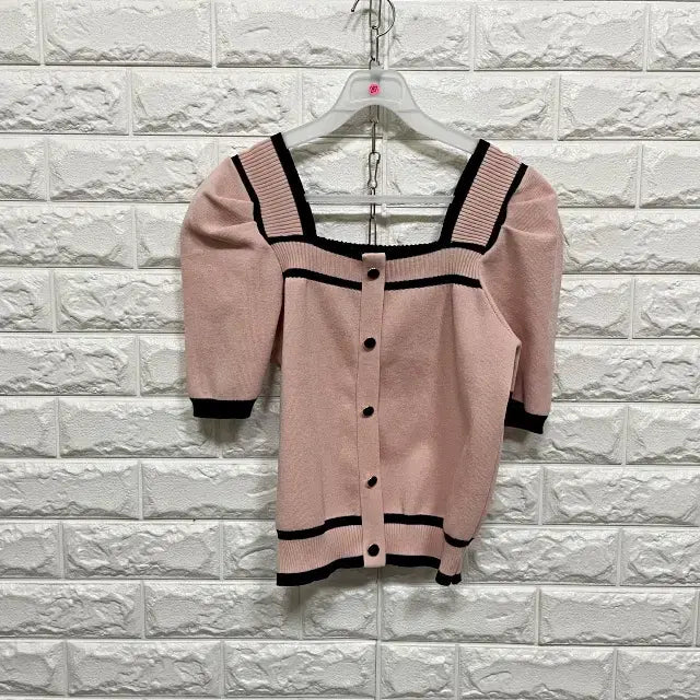 [BUNJANG] Square Neck Short Sleeve Knit T-shirt / ㅌ261 스퀘어넥 반팔 니트티셔츠