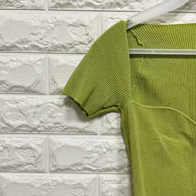 [BUNJANG] Heart Neck Short Sleeve Knit T-shirt / ㅌ263 하트넥 반팔 니트티셔츠