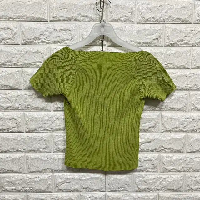 [BUNJANG] Heart Neck Short Sleeve Knit T-shirt / ㅌ263 하트넥 반팔 니트티셔츠