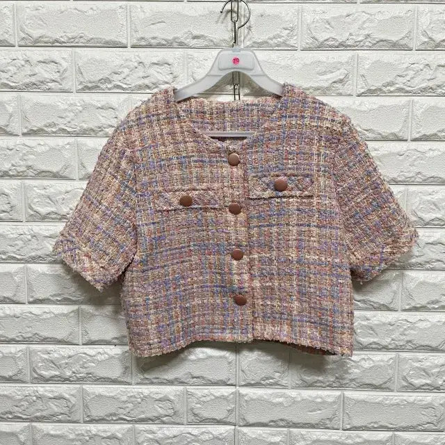 [BUNJANG] Tweed Crop Short Sleeve Jacket / ㅌ270 트위드 크롭 반팔자켓