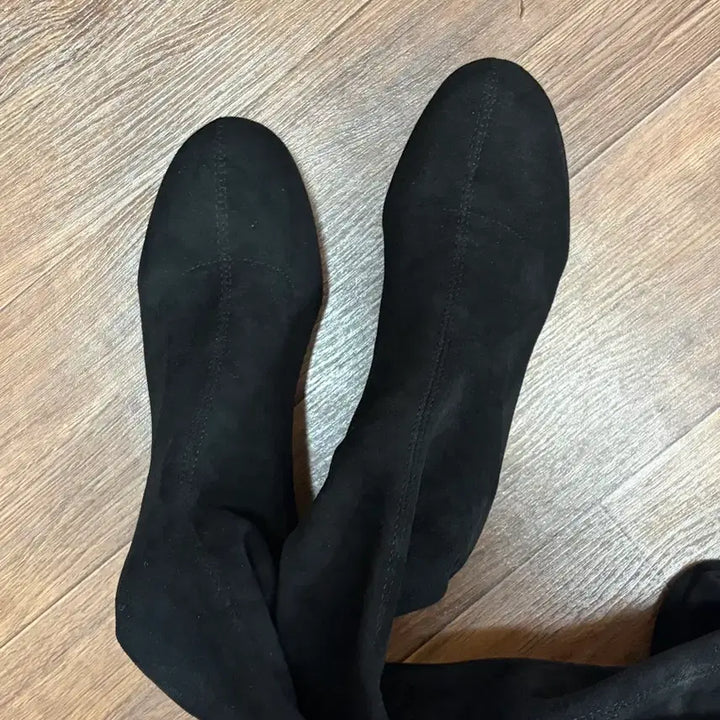 [BUNJANG] Suede Knee High Socks Long Boots 240 Black / 스웨이드 니하이 삭스 롱부츠 240 블랙