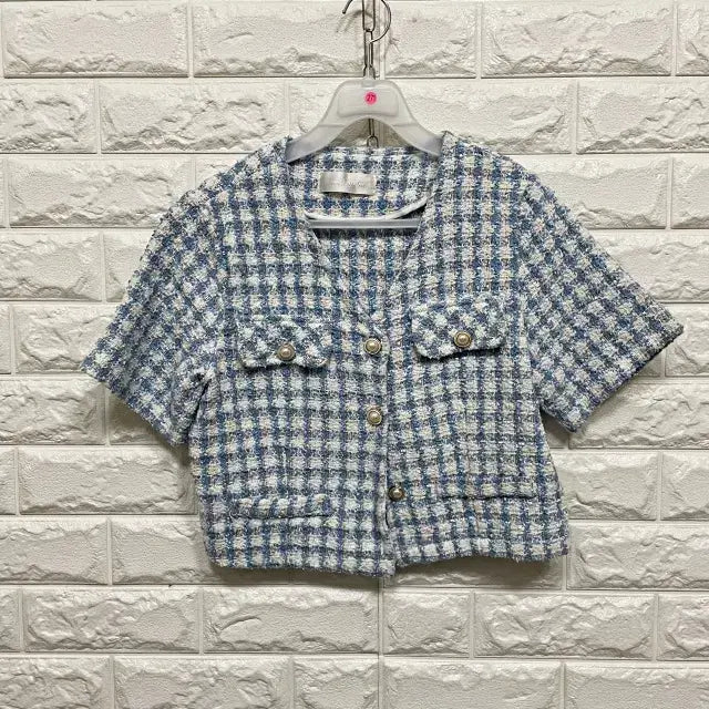 [BUNJANG] Tweed Crop Short Sleeve Jacket / ㅌ271 트위드 크롭 반팔자켓