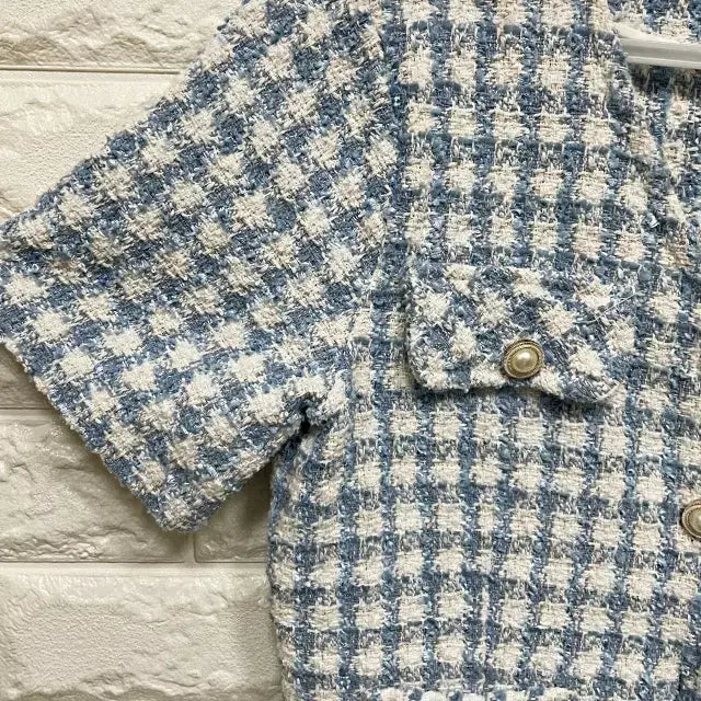 [BUNJANG] Tweed Crop Short Sleeve Jacket / ㅌ271 트위드 크롭 반팔자켓