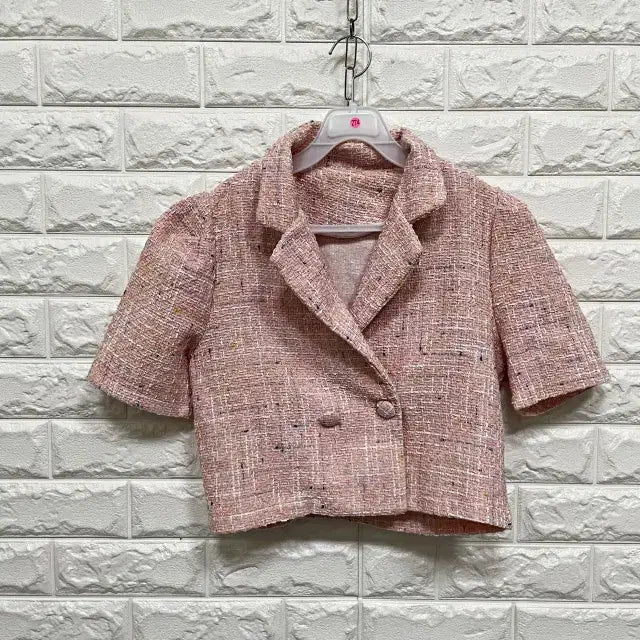 [BUNJANG] Tweed Cropped Short Sleeve Jacket / ㅌ274 트위드 반팔 크롭 자켓