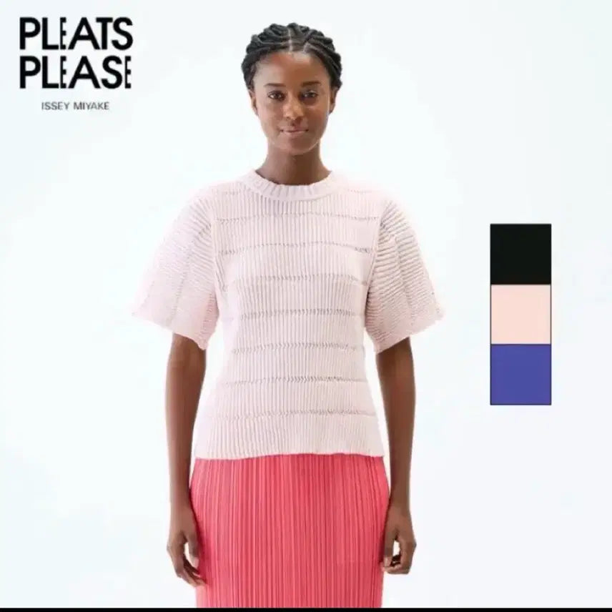 [BUNJANG] Pleats Please Jiggling Knit Pink Top / 플리츠플리즈 지글리니트 핑크 새제품