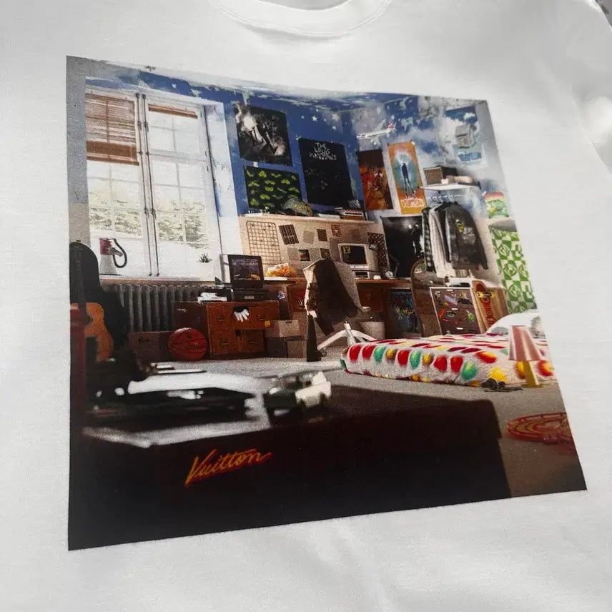 [BUNJANG] Louis Vuitton Printed Cotton T-Shirt Milky White XL / 루이비통 프린티드 코튼 티셔츠 밀키 화이트  xl