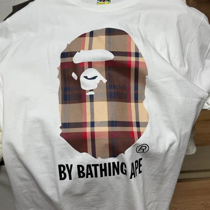 [BUNJANG] BAPE Checkered BAPEing Ape Short Sleeve T-shirt / 베이프 체크 바이 베이싱 에이프 반팔티 L