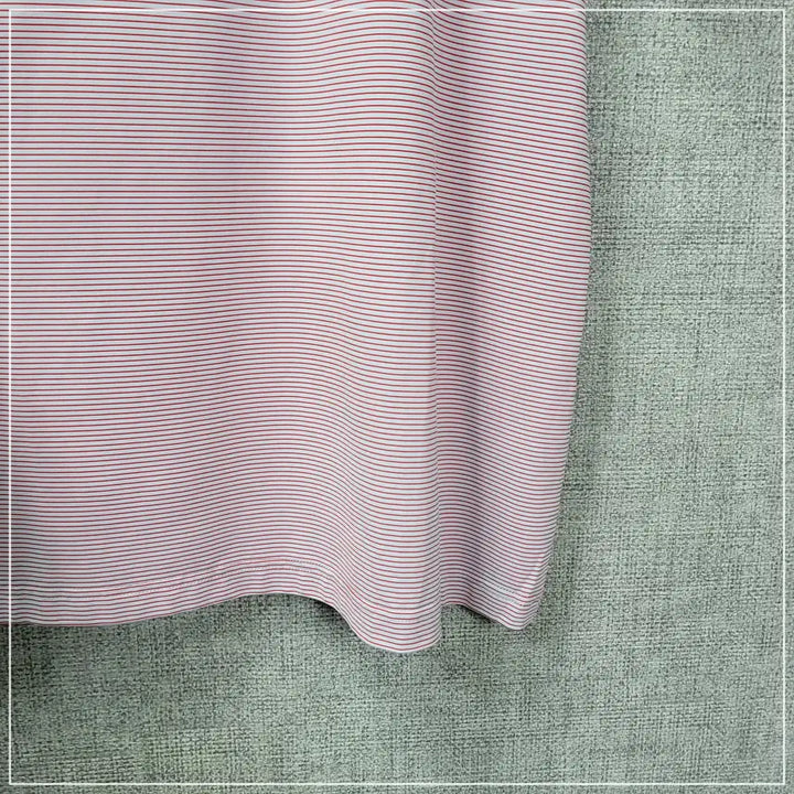 [BUNJANG] Greenjoy Red Striped Half-Zip Short Sleeve Shirt - Men&