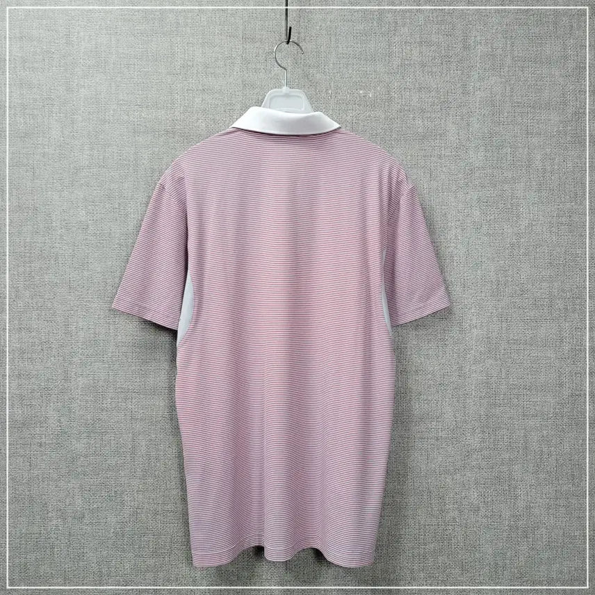 [BUNJANG] Greenjoy Red Striped Half-Zip Short Sleeve Shirt - Men&