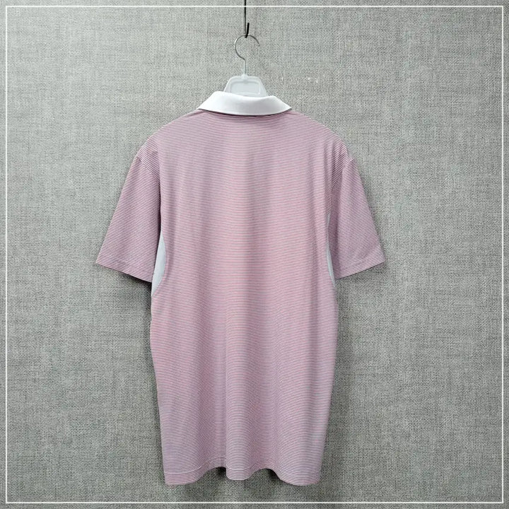 [BUNJANG] Greenjoy Red Striped Half-Zip Short Sleeve Shirt - Men&