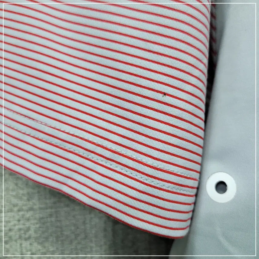 [BUNJANG] Greenjoy Red Striped Half-Zip Short Sleeve Shirt - Men&