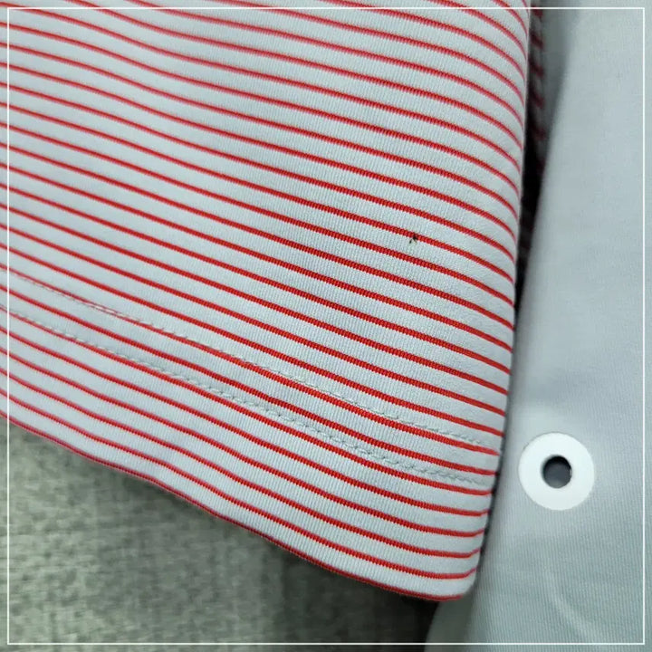[BUNJANG] Greenjoy Red Striped Half-Zip Short Sleeve Shirt - Men&