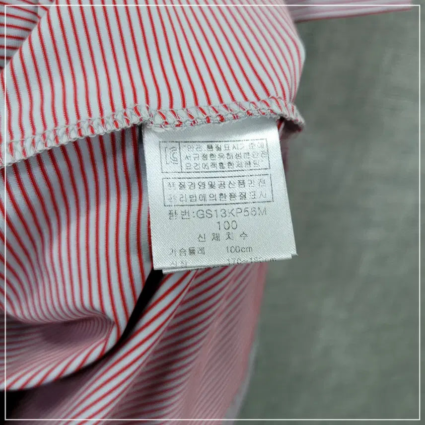 [BUNJANG] Greenjoy Red Striped Half-Zip Short Sleeve Shirt - Men&