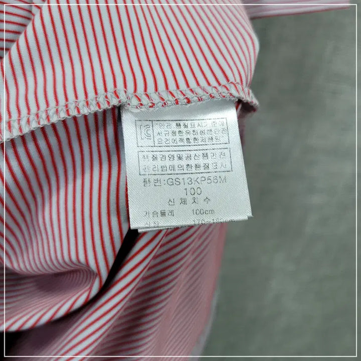 [BUNJANG] Greenjoy Red Striped Half-Zip Short Sleeve Shirt - Men&
