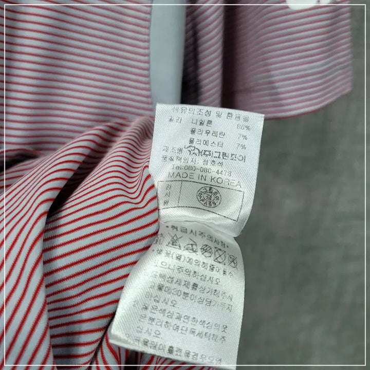 [BUNJANG] Greenjoy Red Striped Half-Zip Short Sleeve Shirt - Men&