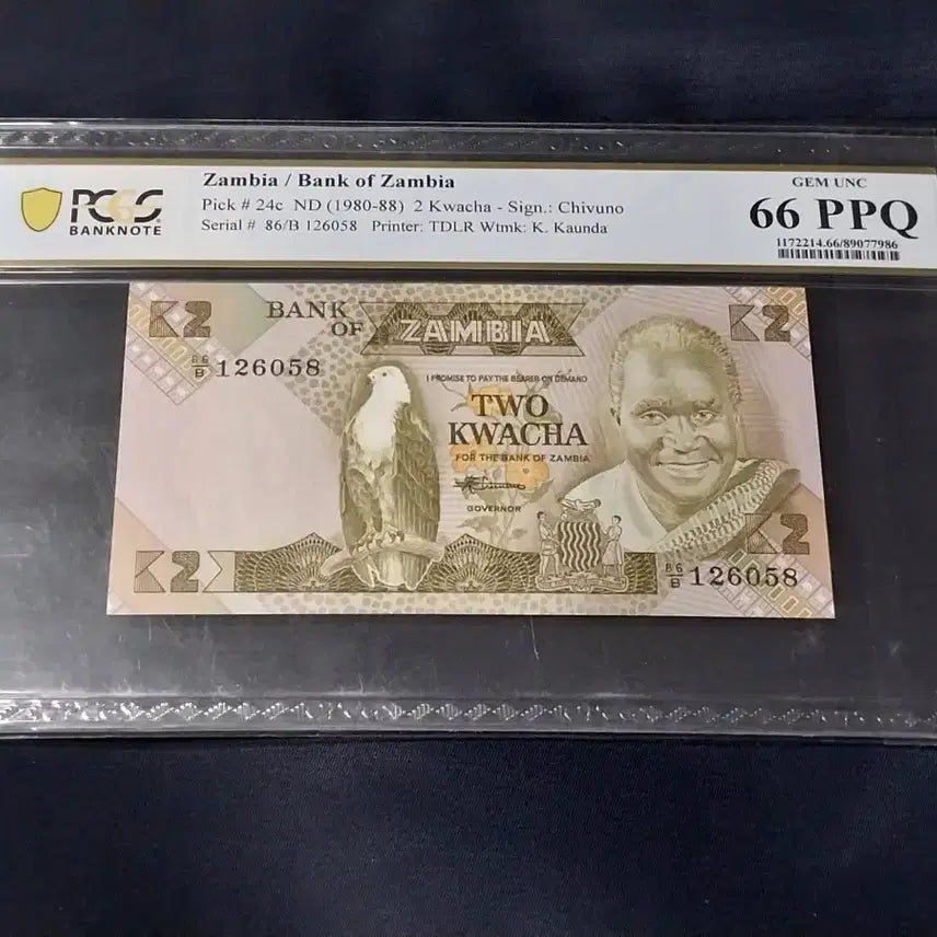 [BUNJANG] Zambia 2 Kwacha 1980 Coin / 1980년 잠비아 2콰차 PCGS 66PPQ 화폐