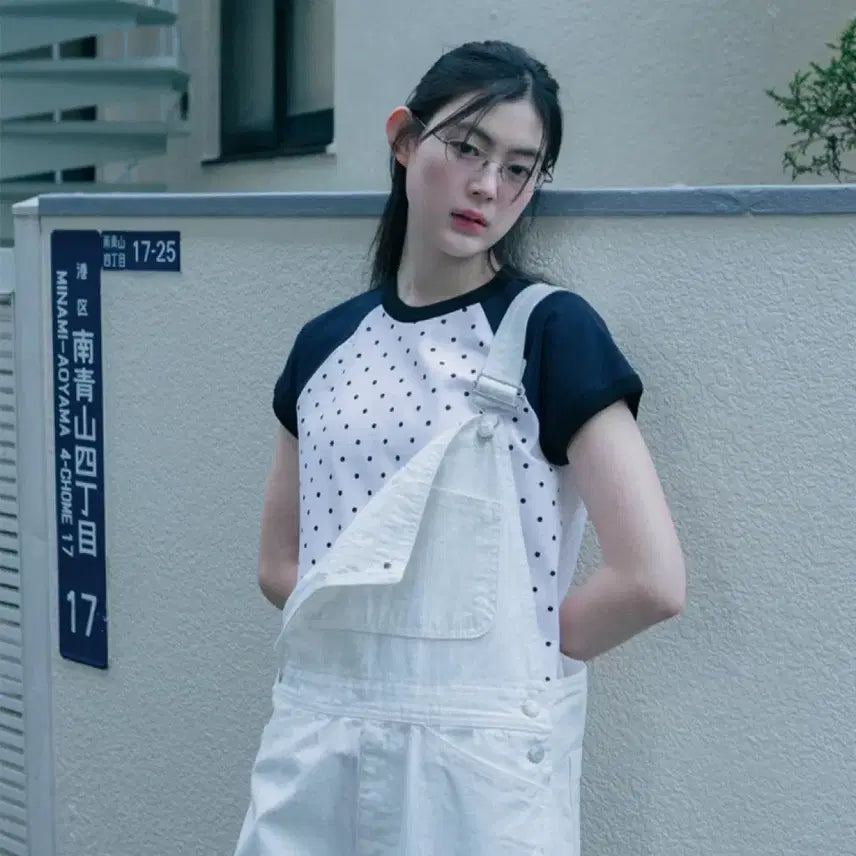 [BUNJANG] Oheisyo Dot Pattern Short Sleeve T-shirt / 오헤시오 도트 땡땡이 반팔티셔츠