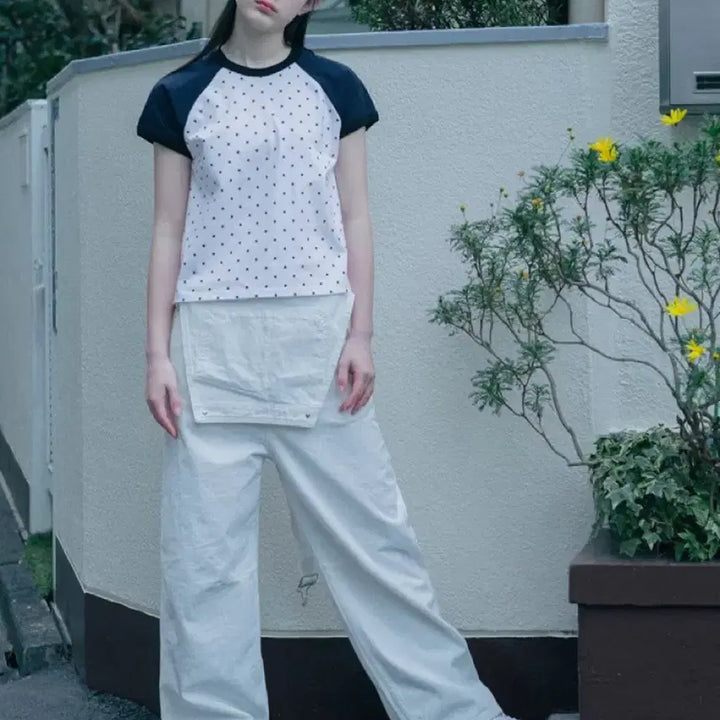 [BUNJANG] Oheisyo Dot Pattern Short Sleeve T-shirt / 오헤시오 도트 땡땡이 반팔티셔츠