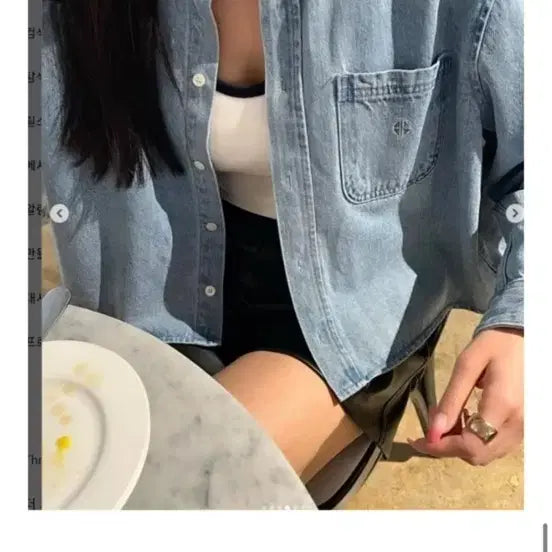 [BUNJANG] Asang Crop Denim Shirt / 아상 크롭 데님 청남방 셔츠