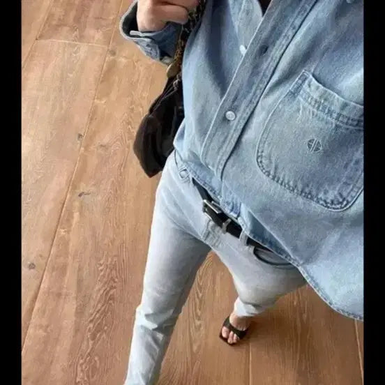 [BUNJANG] Asang Crop Denim Shirt / 아상 크롭 데님 청남방 셔츠