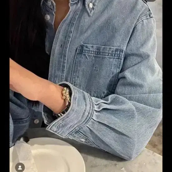 [BUNJANG] Asang Crop Denim Shirt / 아상 크롭 데님 청남방 셔츠