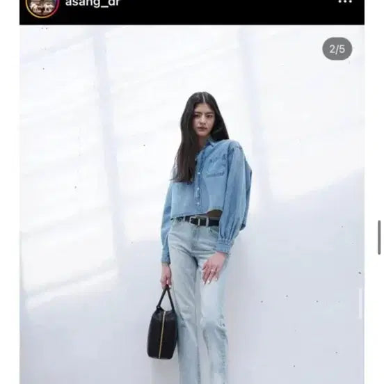 [BUNJANG] Asang Crop Denim Shirt / 아상 크롭 데님 청남방 셔츠