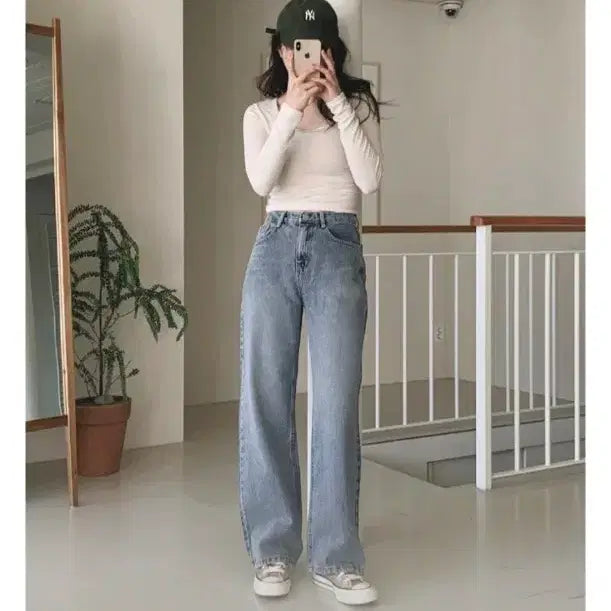 [BUNJANG] Slow and Denim Today Wide Denim Pants / 1회착용 슬로우앤드 투데이 와이드 중청 데님 팬츠 M