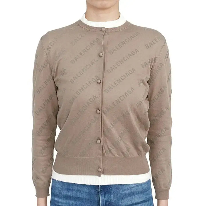 [BUNJANG] Balenciaga All Over Logo Cropped Cardigan L / 발렌시아가 올오버 로고 크롭 가디건 사이즈L 실착1회