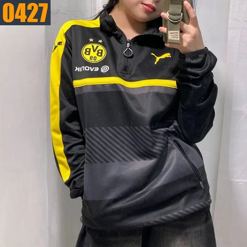 [BUNJANG] Puma Dortmund Half-Zip Training Track Top M / 95 PUMA 퓨마 도르트문트 반집업 트레이닝 트랙탑 M