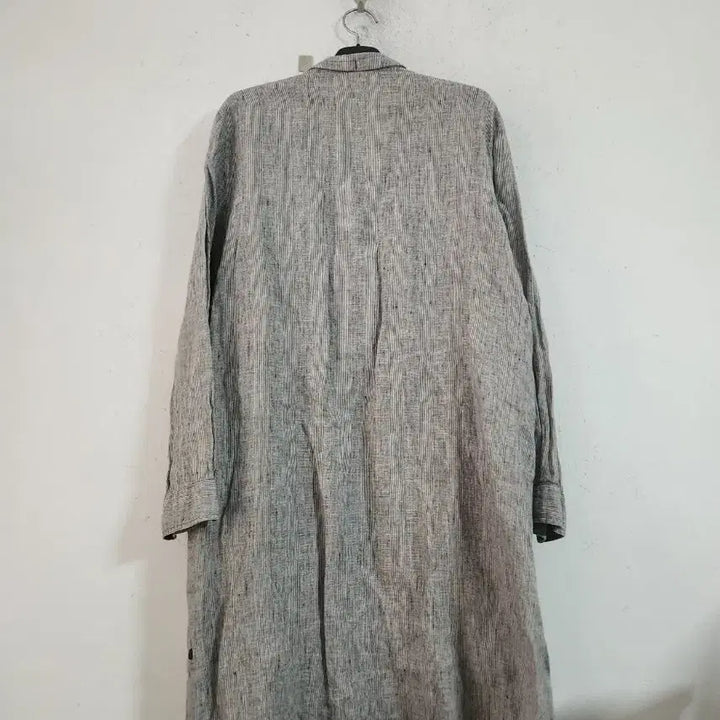[BUNJANG] Striped Henley Neck Long Shirt Dress / 헨리넥 롱 셔츠 원피스 스트라이프