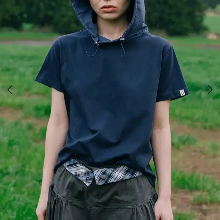 [BUNJANG] OHESIO Navy Short Sleeve Hoodie / 오헤시오 반팔후드티 네이비