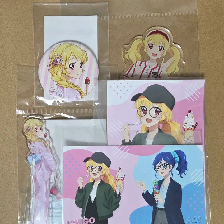 [BUNJANG] Aikatsu Ichigo/Lime Yukata Round 1 Acrylic Badge/Bromide Set / 아이카츠 아이엠스타 이치고 라임 유카타 라운드원 아크릴 캔뱃지 브로마이드