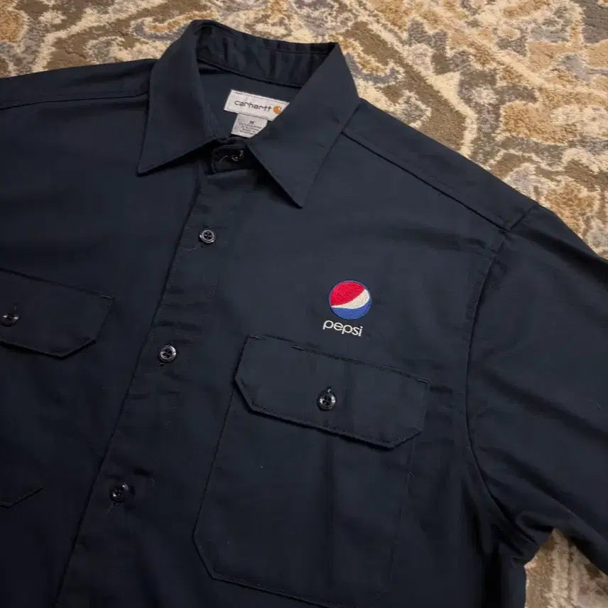[BUNJANG] Carhartt x Pepsi S223 Archive Workshirt (Navy, M) / [칼하트] 펩시 자수 로고 S223 아카이브 워크셔츠 M