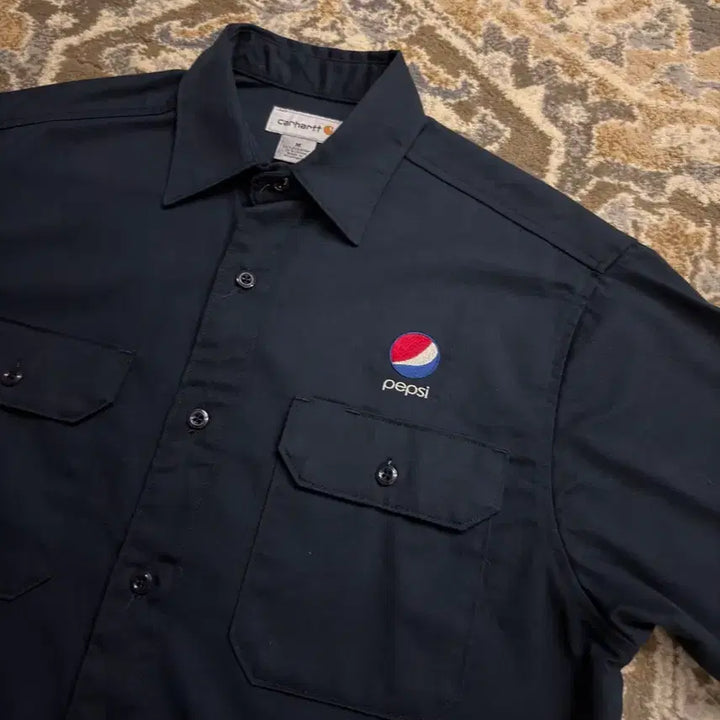 [BUNJANG] Carhartt x Pepsi S223 Archive Workshirt (Navy, M) / [칼하트] 펩시 자수 로고 S223 아카이브 워크셔츠 M
