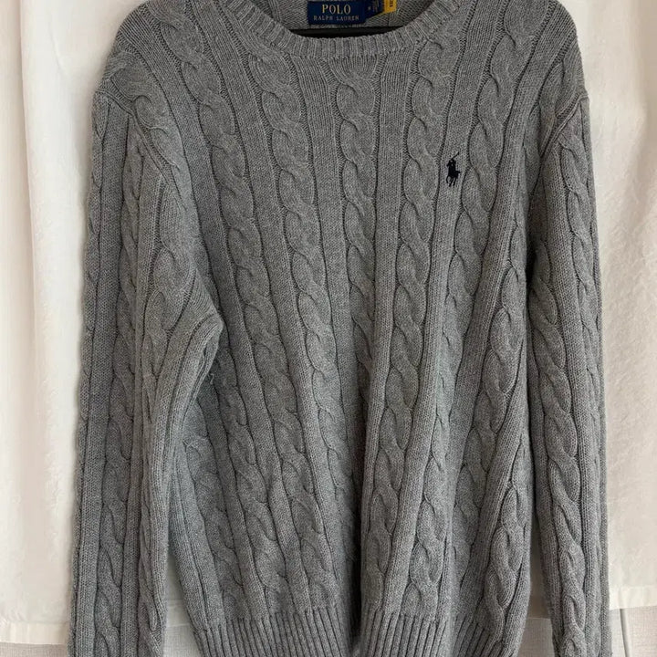 [BUNJANG] Polo Ralph Lauren Cable Knit Sweater Grey M / (정품) 폴로 랄프 로렌 케이블 니트 그레이 M사이즈
