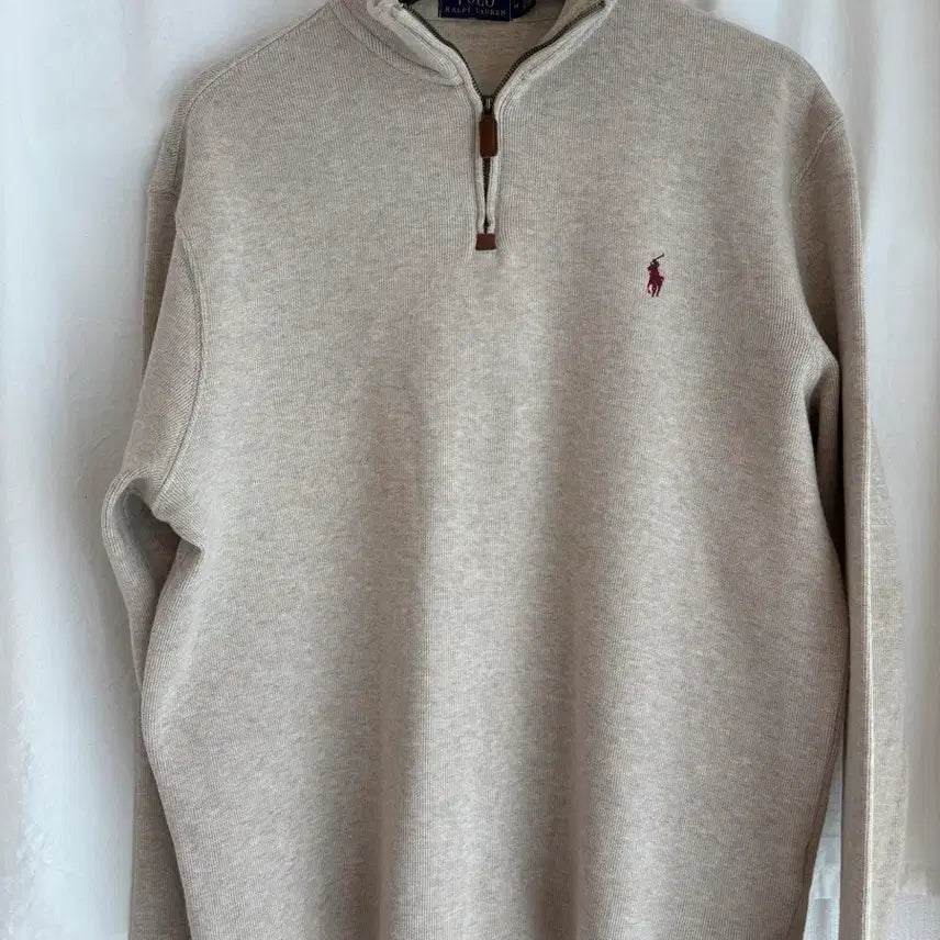 [BUNJANG] Polo Ralph Lauren Cotton Half Zip Knit Oatmeal M (100) / (정품) 폴로 랄프 로렌 코튼 하프 집업 니트 오트밀 M(100)