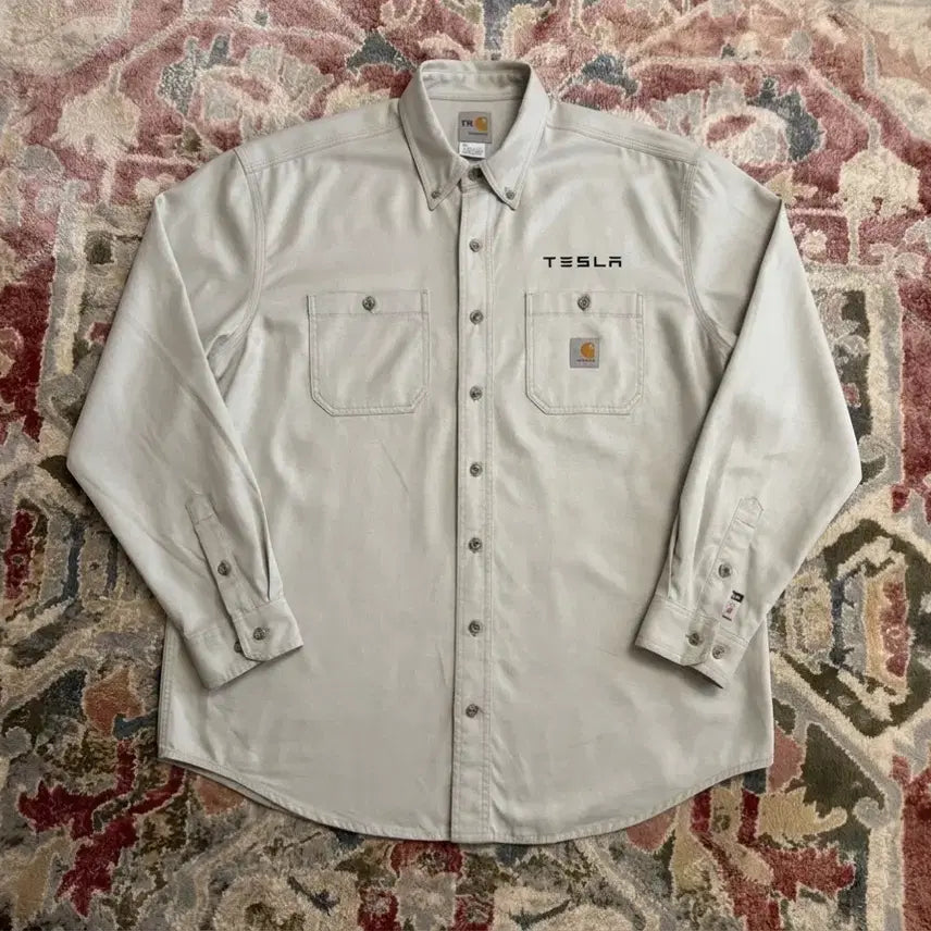 [BUNJANG] Carhartt x Tesla 2019 Fremont Factory Engineer Issued FR Work Shirt (L) / [칼하트x테슬라] 19 팩토리 엔지니어 지급용 FR 워크 셔츠 (L)